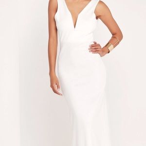 White v Plunge Maxi Dress